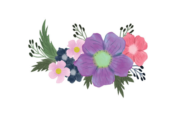 Bouquet with Flowers, Green Leaves: A Versatile Design Element for Creative Projects