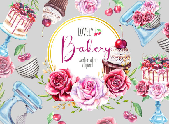Charming Bakery Watercolor for Creative Design