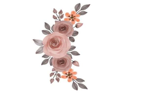 Charming Peach Rose Watercolor Arrangement