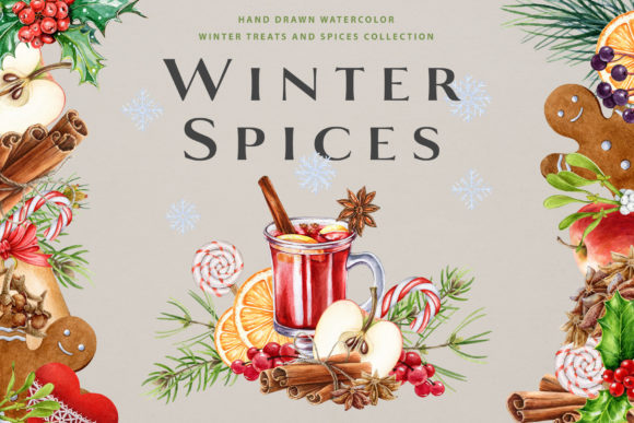 Embrace the Cozy Charm of Winter Spices Watercolor Cozy Set