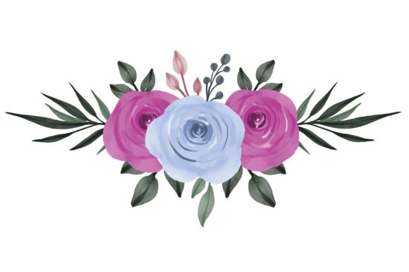 Embracing Elegance with Pink and Blue Roses Watercolor Frame