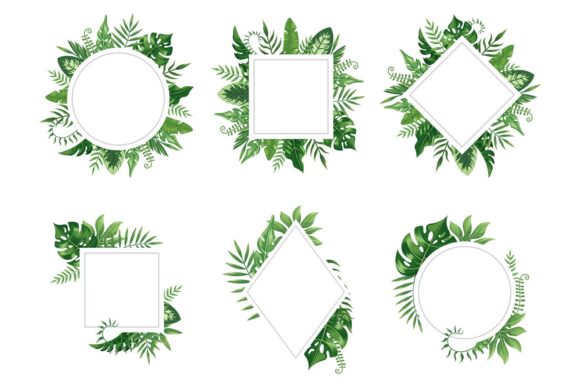 Exotic Leaves Frame: Elevate Your Designs with Tropical Elegance