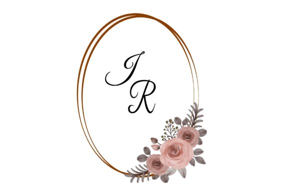 Geometric Frame with Peach Roses Bouquet