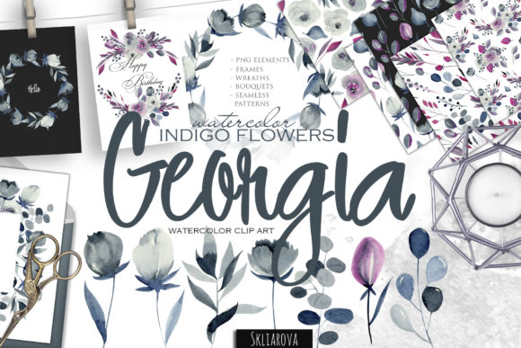 Georgia Indigo Flowers Watercolor Set: A Versatile Toolkit for Creative Projects