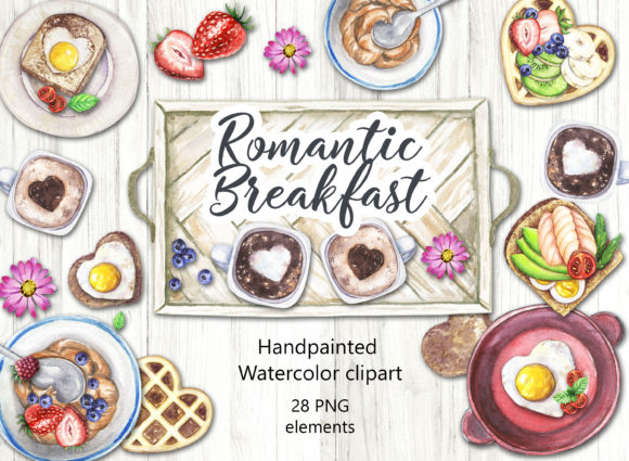 Romantic Breakfast Watercolor Clipart: A Designer's Delight