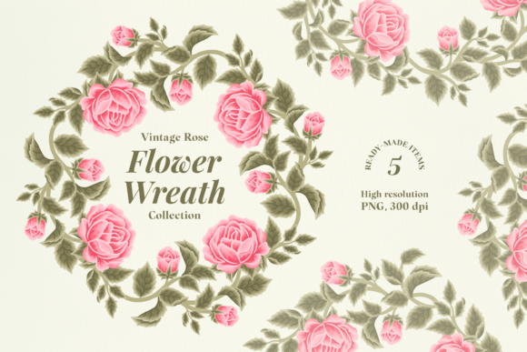 Vintage Pink Rose Wreath Set for Elegant Design