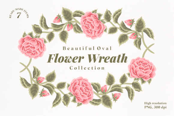 Vintage Red Rose Flower Oval Wreath Set: A Versatile and Charming Addition to Your Design Toolkit