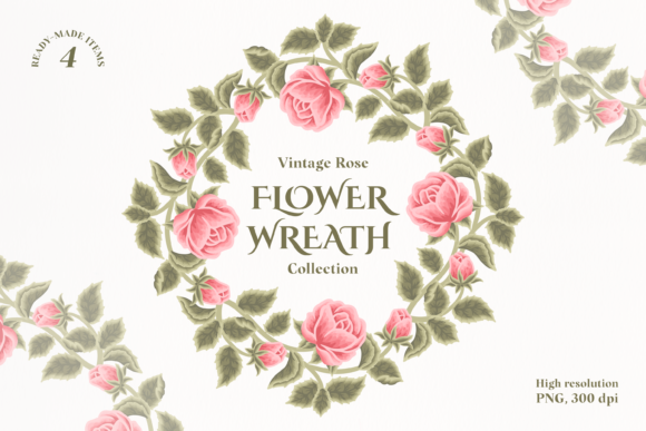 Vintage Rose Flower Wreath Collection